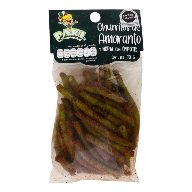 Churritos de amaranto y nopal Paki con chipotle 70 g