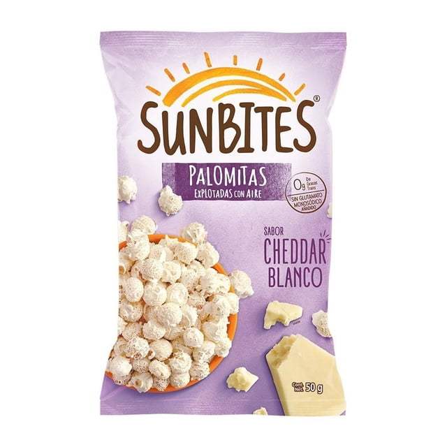 Palomitas Sunbites sabor queso cheddar blanco 50 g
