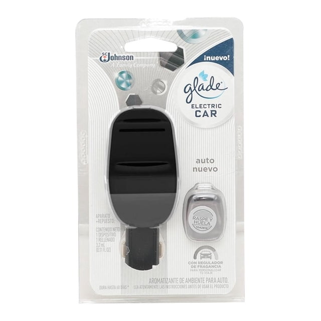 Aromatizante para auto Glade aparato + repuesto aroma auto nuevo 2 pzas