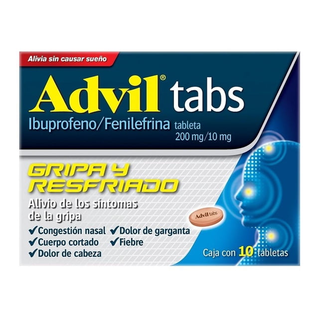 Analgésico Advil 200 mg/10 mg tabletas 10 pzas