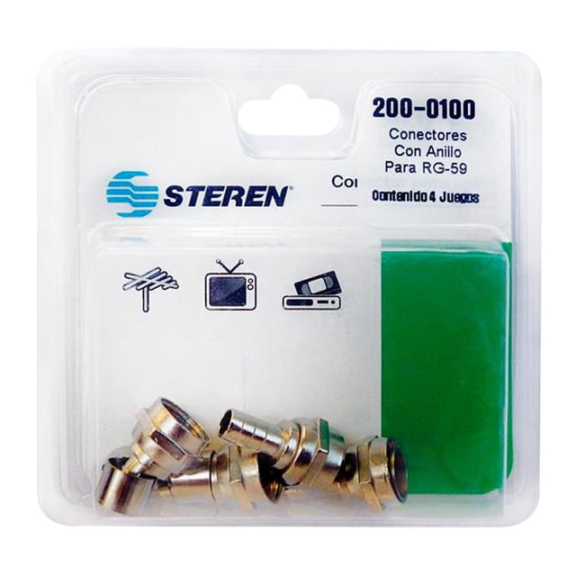 Conectores Steren para Cable Coaxial RG-59 modelo 200-0100, 4 pzas