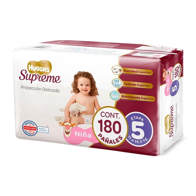 Pañal para Bebé Huggies Supreme Etapa 5, 180 piezas