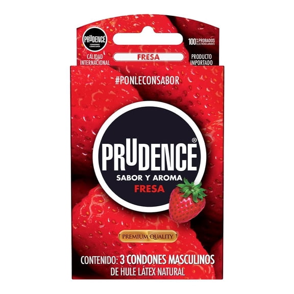 Condones Prudence sabor y aroma a fresa 3 pzas