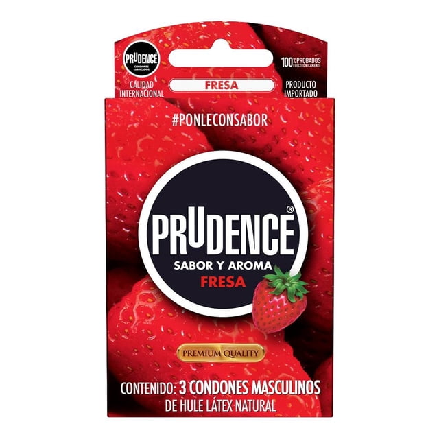 Condones Prudence sabor y aroma a fresa 3 pzas