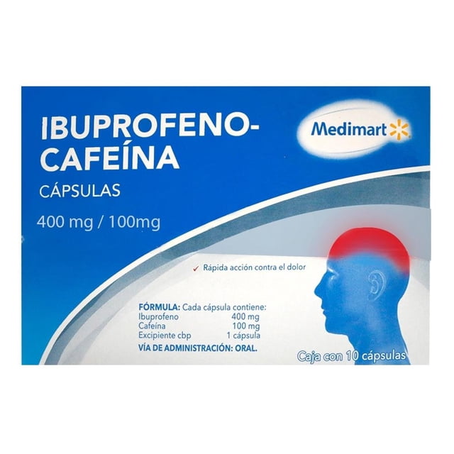 Ibuprofeno-cafeína Medimart 400/100 mg 10 cápsulas