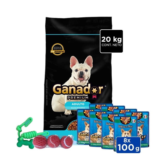 Croqueta para perro Ganador Premium adulto 20kg razas pequeñas bundle