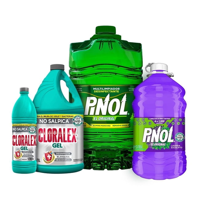 Kit Limpiador Pinol Verde Cloralex Gel Pinol Lavanda