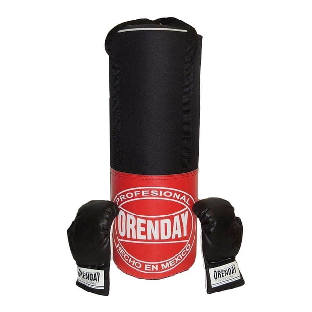 Costal para Box Orenday con Guantes de Box Negro con Rojo