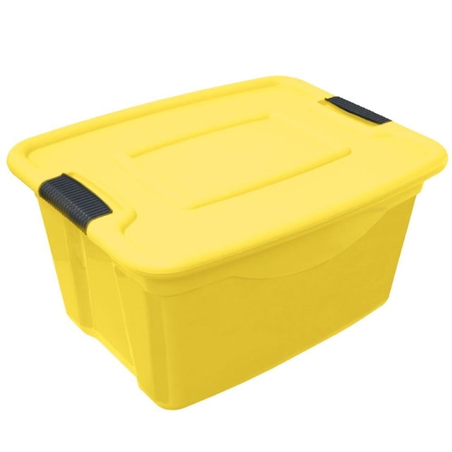 Caja Organizadora Plastic Trends Miami gorila lock con tapa 19l  Amarillo