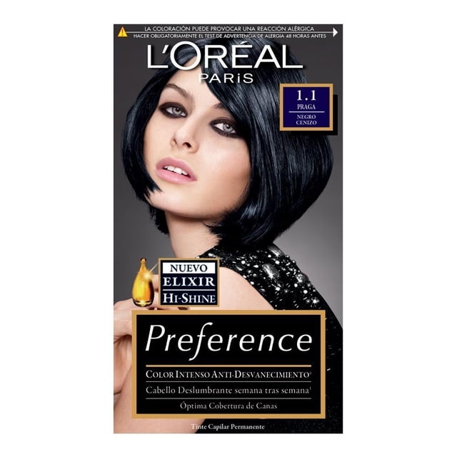 Tinte para cabello LOréal Paris Preference 1.1 Praga negro cenizo