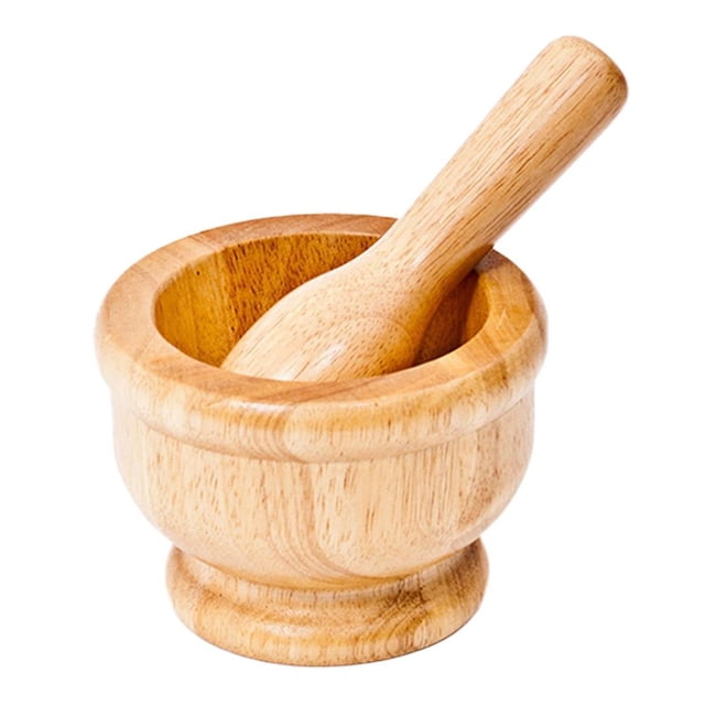 Mortero Metaltex de Madera de Árbol de Caucho