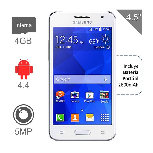 Smartphone Samsung Galaxy Core 2 4 GB Blanco más batería portátil