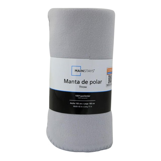 Manta Polar Mainstays Gris Claro  Ancho 100 cm x Largo 180 cm