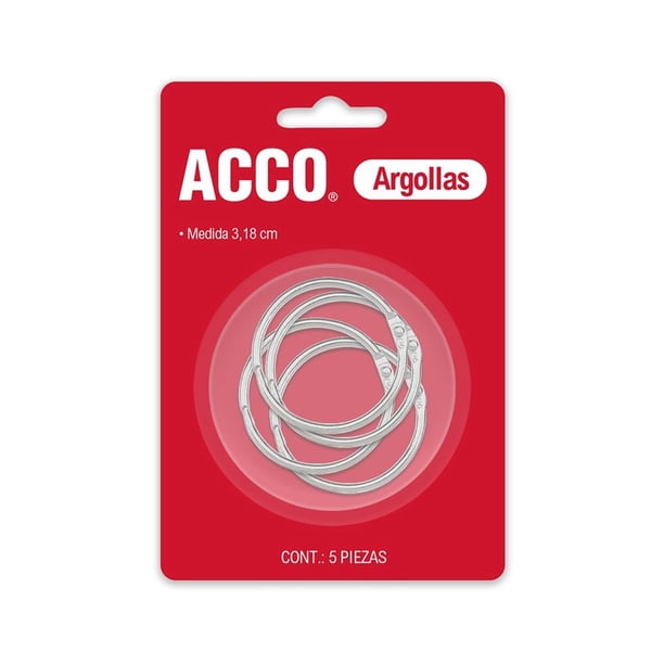 Argollas Acco Metálicos 3cm 12 Blíster con 5 Piezas c/u