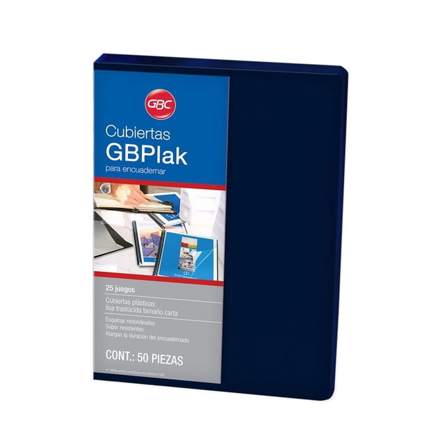 Cubiertas para Engargolar GBC Plak Azul Marino Lisas 10 Paquetes