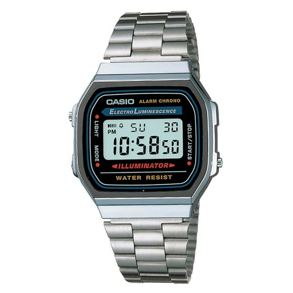 Reloj Casio Vintage Digital Caballero Plateado Mod. A168WA-1Q