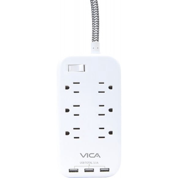 Multicontacto Vica 6 Tomacorriente más 3 Puertos USB VICA9P