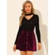thumbnail image 5 of Allegra K Minifalda De Terciopelo De Línea A Con Decoración De Botones De Cintura Alta Para Mujer Bo Unique Bargains Falda, 5 of 6