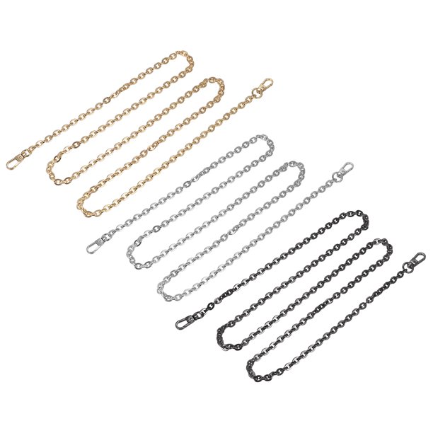 Monedero Cadena Correa, 3uds 47"x0.24" Hierro Plano Cadena Correa Bolso Cadenas Hombro Cruzado Cuerpo Repuesto Correa (Plata+Oro+Oscuro Gris) Unique Bargains suministros para hacer bolsos