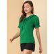 thumbnail image 4 of Blusa casual con cuello en V y cuello con volantes para mujer Verde XL Unique Bargains Blusa, 4 of 6
