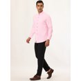 thumbnail image 4 of Camisa de vestir de manga larga con botones de color liso para hombre de negocios Rosa XL Unique Bargains Camisa, 4 of 6