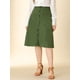 thumbnail image 3 of Falda midi estilo campesina con botones delanteros y bolsillos para mujer Verde M Unique Bargains Falda, 3 of 6