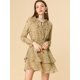 thumbnail image 2 of Mini Vestido De Gasa Con Capas De Cuello Con Lazo En La Cintura Con Estampado Floral Para Mujer Beig Unique Bargains Vestido, 2 of 6