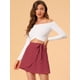 thumbnail image 3 of Faldas cruzadas para mujer, estampado de corazón, cintura alta, una línea, nudo de lazo, minifalda corta informal rojo XS Unique Bargains Falda, 3 of 6
