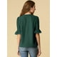thumbnail image 5 of Blusa De Manga De Campana Con Cuello En V Y Volantes Para Mujer, Blusa Campesina De Gasa Informal Vi Unique Bargains Blusa, 5 of 6
