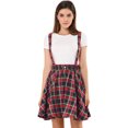 thumbnail image 1 of Allegra K Falda De Tirantes Plisado A Cuadros Con Cintura Elástica Para Mujer Rojo azul S Unique Bargains Falda, 1 of 6