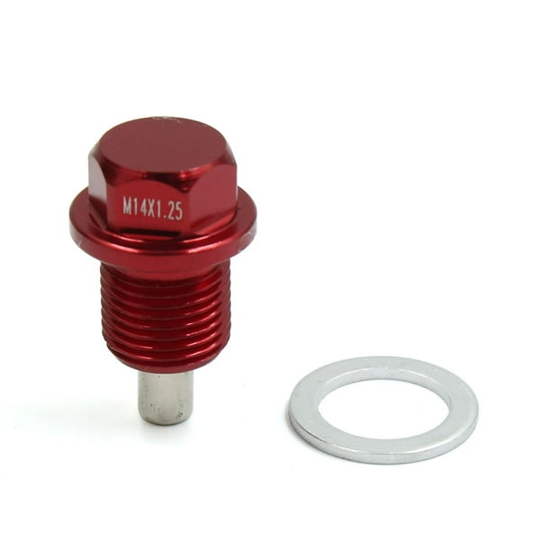 M14 X 1.25 Magnético Tornillo de Drenaje del Cárter de Aceite del Motor Coche Aluminio Rojo Unique Bargains tapones de drenaje de aceite de motor automotriz