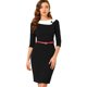thumbnail image 1 of Allegra K Vestido De Oficina De Trabajo Ajustado Con Cinturón Y Cuello En Contraste Para Mujer Negro XL Unique Bargains Casual, 1 of 6