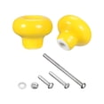 thumbnail image 1 of Cer?mica Caj?n Perillas, 4uds Redonda Forma Tiradores 32mm/1,26" Di?metro Perillas para Aparadores, Alacena, Armario, con Tornillos Tuercas, Amarillo Unique Bargains perillas para gabinetes y muebles, 1 of 6