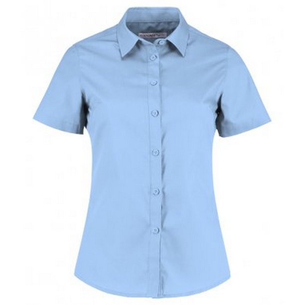 Kustom Kit - Camisa ajustada de popelín con manga corta para mujer (Azul Claro) Kustom Kit UTPC3073_lightblue