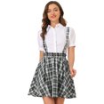 thumbnail image 1 of Falda De Tirantes Plisado A Cuadros Con Cintura Elástica Para Mujer Gris oscuro S Unique Bargains Falda, 1 of 6