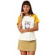 thumbnail image 1 of Allegra K Camiseta Estampado De Gato Dibujos Animados Manga Corta Informal Para Mujer Blanco Amarillo L Unique Bargains Camisa, 1 of 6
