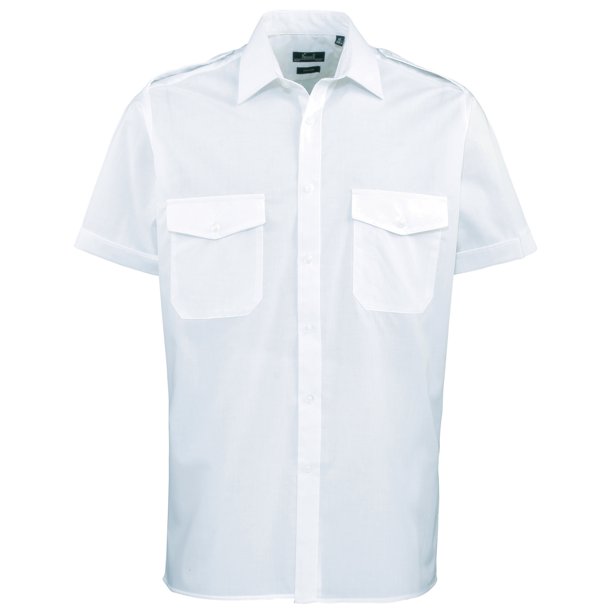 Premier - Camisa lisa de manga corta de caballero/hombre Diseño piloto - Trabajo/Fiesta/Restaurante Premier UTRW1086_lightblue
