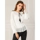 thumbnail image 4 of Allegra K Blusa Peplum Bordado Cintura Fruncida Cuello De Borla Panel De Encaje Para Mujeres Blanco Unique Bargains Blusa, 4 of 6