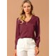 thumbnail image 2 of Día de San Patricio Camisa De Blusa De Trabajo Vintage De Manga Larga De Satén Elegante Para Mujer B Unique Bargains Blusa, 2 of 6