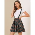 thumbnail image 2 of Falda De Tirantes Plisado A Cuadros Con Cintura Elástica Para Mujer Azul rojo M Unique Bargains Falda, 2 of 6