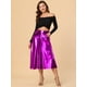 thumbnail image 3 of Falda Midi Holográfica Plisada Acampanada De Cintura Alta Metalizada Brillante Para Mujer Púrpura S Unique Bargains Falda, 3 of 5