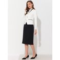thumbnail image 2 of Elegante chaqueta de traje de oficina de trabajo sin cuello con cuello en V para mujer blanco L Unique Bargains Blazer, 2 of 4