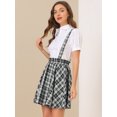 thumbnail image 2 of Falda De Tirantes Plisado A Cuadros Con Cintura Elástica Para Mujer Gris oscuro S Unique Bargains Falda, 2 of 6
