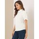 thumbnail image 4 of Top Floral De Manga Corta Con Botones Y Volantes En El Cuello De Peter Pan Para Mujer Blanco M Unique Bargains Top, 4 of 6