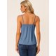 thumbnail image 4 of Camiseta sin mangas informal con cuello en V y tirantes finos sin espalda para mujer Azul XS Unique Bargains Blusa, 4 of 5