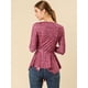 thumbnail image 5 of Allegra K Tops Peplum De Oto?o Con Volantes Y Estampado Floral De Manga Larga Para Mujer cereza XS Unique Bargains Blusa, 5 of 6