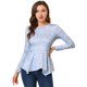 thumbnail image 1 of Tops Peplum De Otoño Con Volantes Y Estampado Floral De Manga Larga Para Mujer Azul claro M Unique Bargains Blusa, 1 of 6