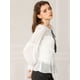 thumbnail image 2 of Allegra K Blusa Peplum Bordado Cintura Fruncida Cuello De Borla Panel De Encaje Para Mujeres Blanco Unique Bargains Blusa, 2 of 6