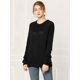 thumbnail image 3 of Allegra K Suéter Suelto Para Mujer Caída Del Hombro Parche De Codo De Gato Negro XL Unique Bargains Suéter, 3 of 6