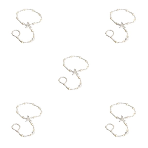 Minnieouse Anklets Sea Star Pearl Crystal Foot Ring Hanging Chains Mittens Girls Wedding with Decor Minnieouse CBP461803